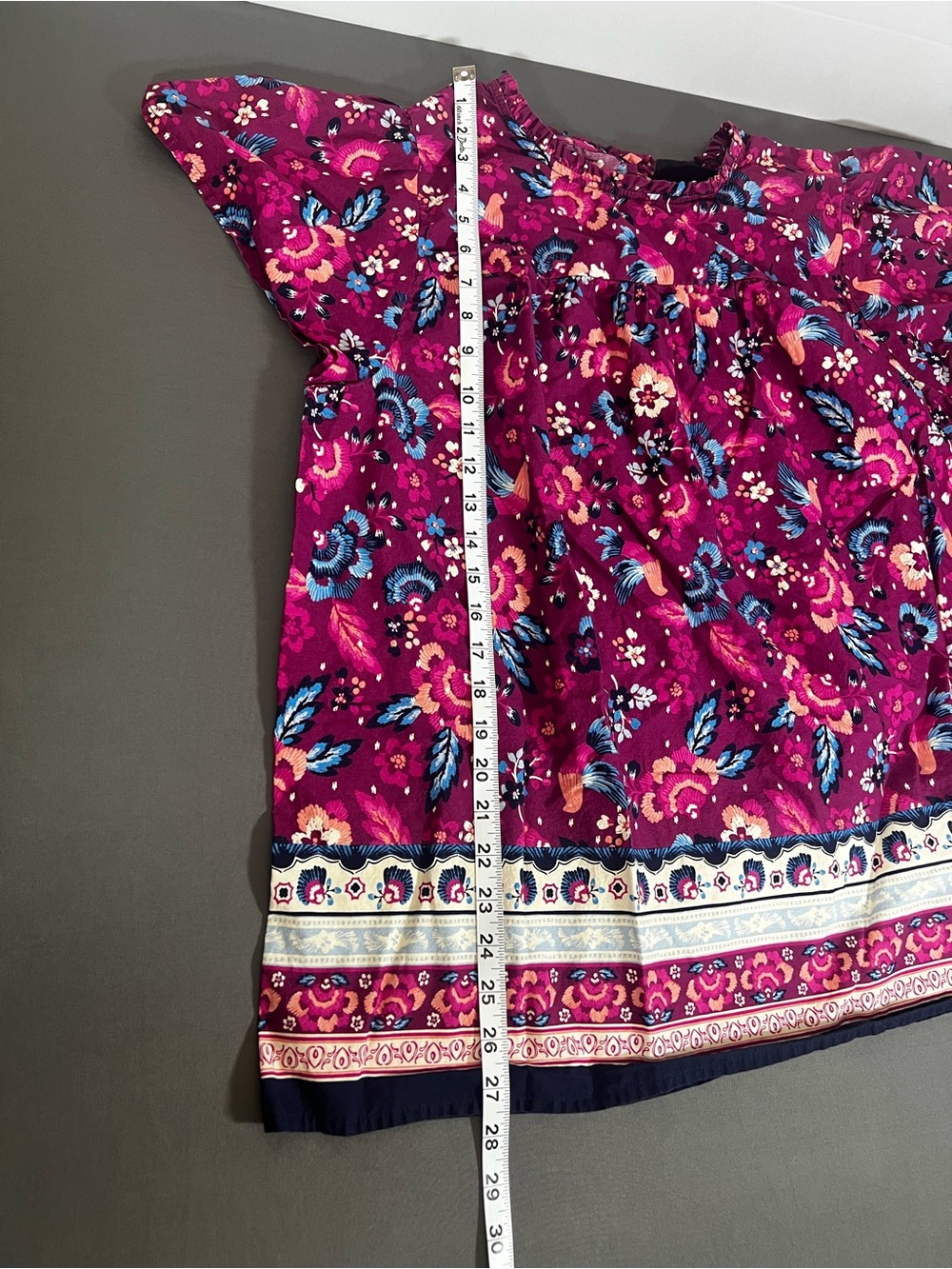 Lane Bryant Magenta Floral Short Sleeve Blouse - Picture 8 of 9